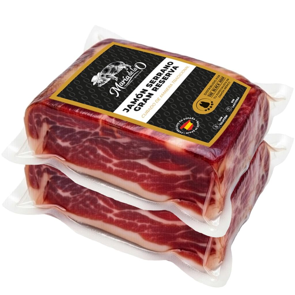 double pack sliced of jamon serrano with a visible brand label on a white background