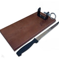 Ham Stand + Jamon Knife for Boneless Hams - Solid Wood and Stainless Steel - Made In Spain
