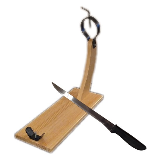 Ham Stand + Jamon Knife - Solid Wood and Stainless Steel - Made In Spain